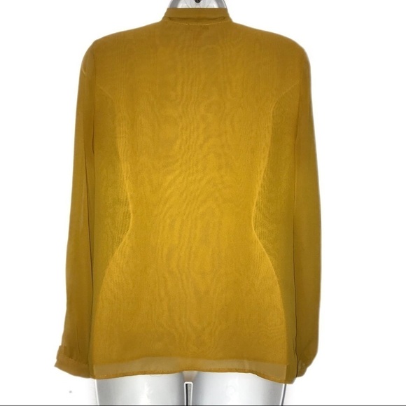 Vince Camuto Cold Shoulder Tie Neck Yellow Top XS - Picture 8 of 11